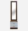 Portland Dressing Unit With Mirror & Drawer In Planked Oak Dark With Ceramic White Finish