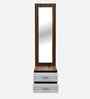 Portland Dressing Unit With Mirror & Drawer In Planked Oak Dark With Ceramic White Finish