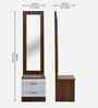 Portland Dressing Unit With Mirror & Drawer In Planked Oak Dark With Ceramic White Finish