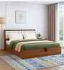 Portland King Size Bed With Headboard &Hydraulic Storage Bed Lifter In Planked Oak Dark And Ceramic White Finish