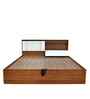 Portland King Size Bed With Headboard &Hydraulic Storage Bed Lifter In Planked Oak Dark And Ceramic White Finish