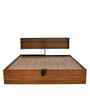 Portland King Size Bed With Headboard &Hydraulic Storage Bed Lifter In Planked Oak Dark And Ceramic White Finish