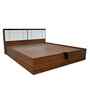 Portland King Size Bed With Headboard &Hydraulic Storage Bed Lifter In Planked Oak Dark And Ceramic White Finish