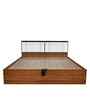 Portland King Size Bed With Headboard &Hydraulic Storage Bed Lifter In Planked Oak Dark And Ceramic White Finish