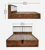 Portland Queen Size Bed With Headboard & Hydraulic Storage Bed Lifter In Dusky Basalt And Ceramic White Finish