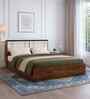 Portland Queen Size Bed With Headboard & Hydraulic Storage Bed Lifter In Dusky Basalt And Ceramic White Finish