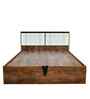 Portland Queen Size Bed With Headboard & Hydraulic Storage Bed Lifter In Dusky Basalt And Ceramic White Finish