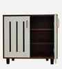 Portland Sideboard In Planked Oak Dark With Ceramic White Finish