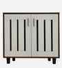 Portland Sideboard In Planked Oak Dark With Ceramic White Finish