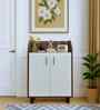 Portland Shoe Cabinet  In Planked Oak Dark With Ceramic White Finish