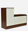 Portland Shoe Cabinet With Seating In Planked Oak Dark With Ceramic White Finish