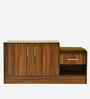 Portland Shoe Cabinet With Seating In Planked Oak Dark With Finish