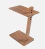 Porto Solid Wood C-Shape End Table in Walnut Finish
