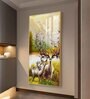 Portrait of Deer and Blossoms Glass Finish Vertical Wall Art