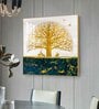 Portrait of Deer and Tree Glass Finish Square Wall Art