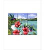 Pink Blue Hibiscus Hummers Printed Framed Wall Art Panels ( Set Of 3)