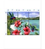 Pink Blue Hibiscus Hummers Printed Framed Wall Art Panels ( Set Of 3)