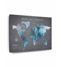 Grey & Blue World Map Printed Framed Wall Art
