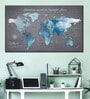 Grey & Blue World Map Printed Framed Wall Art