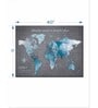 Grey & Blue World Map Printed Framed Wall Art