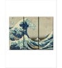 Green Blue Wave Printed Wall Art Panels ( Set Of 3)