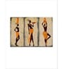 Beige Black Six Tribal African Women Panels Canvas Wall Art Panels ( Set Of 3)