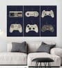 Black Beige Video Game Controller Evolution Framed Wall Art Panels ( Set Of 3)