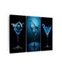 Black Blue Cocktail Drinks Framed Wall Art Panels ( Set Of 3)