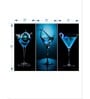 Black Blue Cocktail Drinks Framed Wall Art Panels ( Set Of 3)