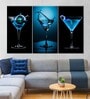 Black Blue Cocktail Drinks Framed Wall Art Panels ( Set Of 3)