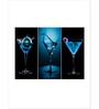 Black Blue Cocktail Drinks Framed Wall Art Panels ( Set Of 3)