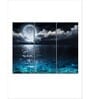 Black Blue Romantic Full Moon Printed Framed Wall Art Panels ( Set Of 3)