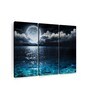 Black Blue Romantic Full Moon Printed Framed Wall Art Panels ( Set Of 3)