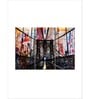 Black Red Grunge Brooklyn Bridge Printed Framed Wall Art Panels ( Set Of 3)