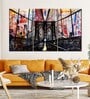 Black Red Grunge Brooklyn Bridge Printed Framed Wall Art Panels ( Set Of 3)