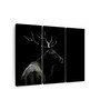 black White Monochrome Bull Elk Printed Framed Wall Art Panels ( Set Of 3)