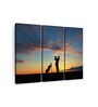 Black Yellow Golfing At Sunset Panels Canvas Wall Art Panels ( Set Of 3)