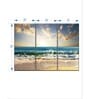 Blue Beige Ocean Beach Sunset Printed Framed Wall Art Panels ( Set Of 3)