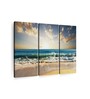 Blue Beige Ocean Beach Sunset Printed Framed Wall Art Panels ( Set Of 3)