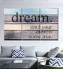 Blue Brown Dreams And Ambitions Quotes Printed Framed Wall Art Panels ( Set Of 3)