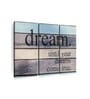 Blue Brown Dreams And Ambitions Quotes Printed Framed Wall Art Panels ( Set Of 3)