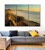 Blue Orange Torrey Pines Beach Sunset Panels Wall Art Panels ( Set Of 3)