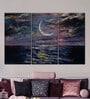 Blue Pink Moon Framed Wall Art Panels ( Set Of 3)