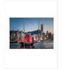 Blue Red Tour Boat In Hong Kong Panels Canvas Wall Art Panels ( Set Of 3)
