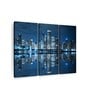 Blue White Chicago Night Lights Printed Framed Wall Art Panels ( Set Of 3)