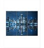 Blue White Chicago Night Lights Printed Framed Wall Art Panels ( Set Of 3)