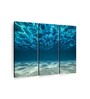 Blue White Underwater Sunlight Printed Framed Wall Art Panels ( Set Of 3)