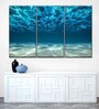 Blue White Underwater Sunlight Printed Framed Wall Art Panels ( Set Of 3)