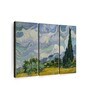 Blue Yellow Wheat Field With Cypresses Framed Wall Art Panels ( Set Of 3)