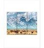 Blue Bison Herd In Grand Teton Panels Canvas Wall Art Panels ( Set Of 3)